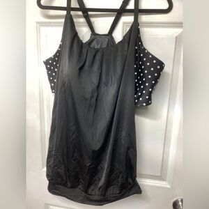 Lane Bryant Swim Cacquie Black with White Polka Dots sz22